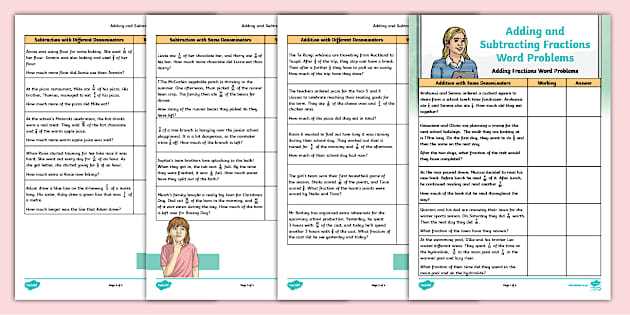 adding and subtracting fractions word problems worksheet adding and subtracting fractions word problems worksheet