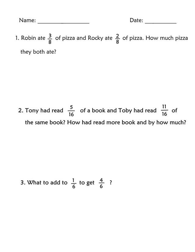 adding and subtracting fractions word problems worksheet adding and subtracting fractions word problems worksheet