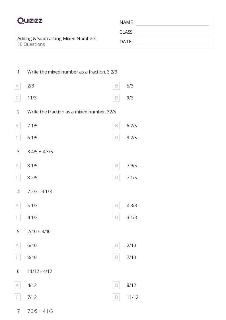 adding and subtracting mixed numbers with regrouping worksheet