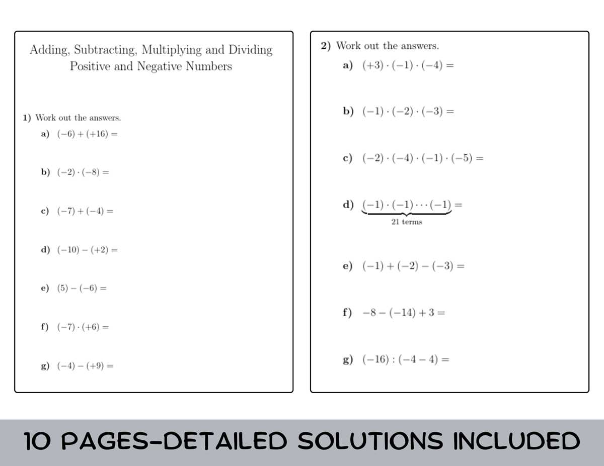 adding and subtracting negative numbers worksheet