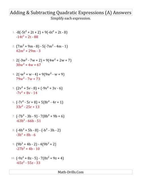 adding and subtracting polynomials worksheet