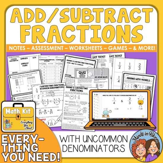 adding and subtracting unlike denominators worksheets