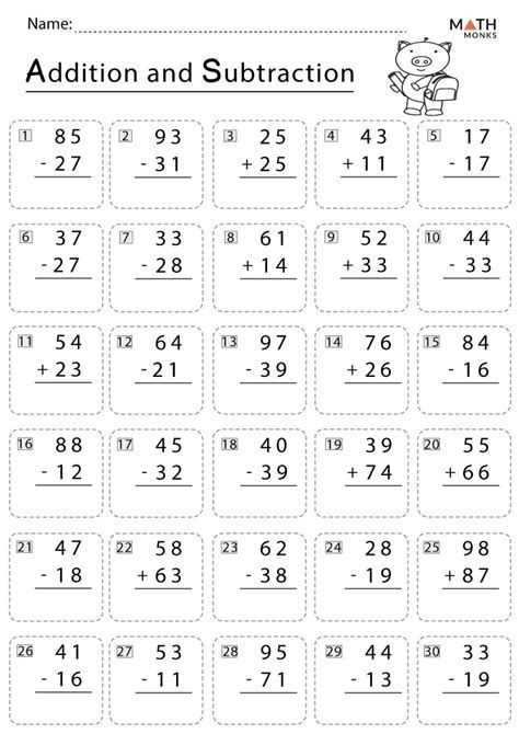 adding and subtraction worksheets