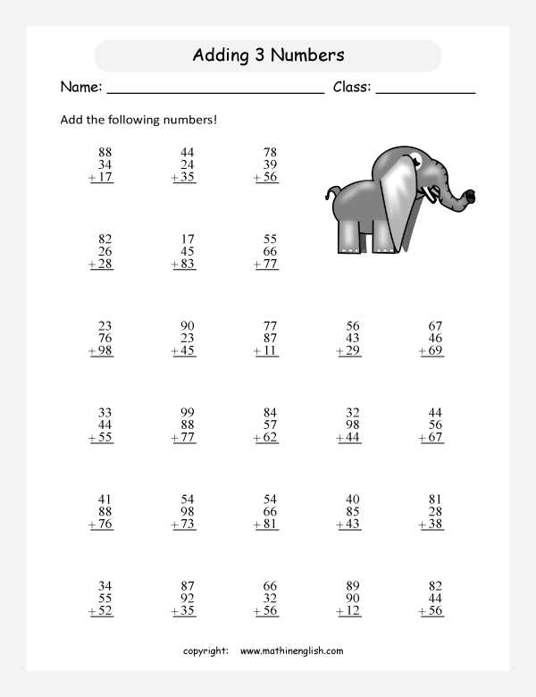 adding big numbers worksheets