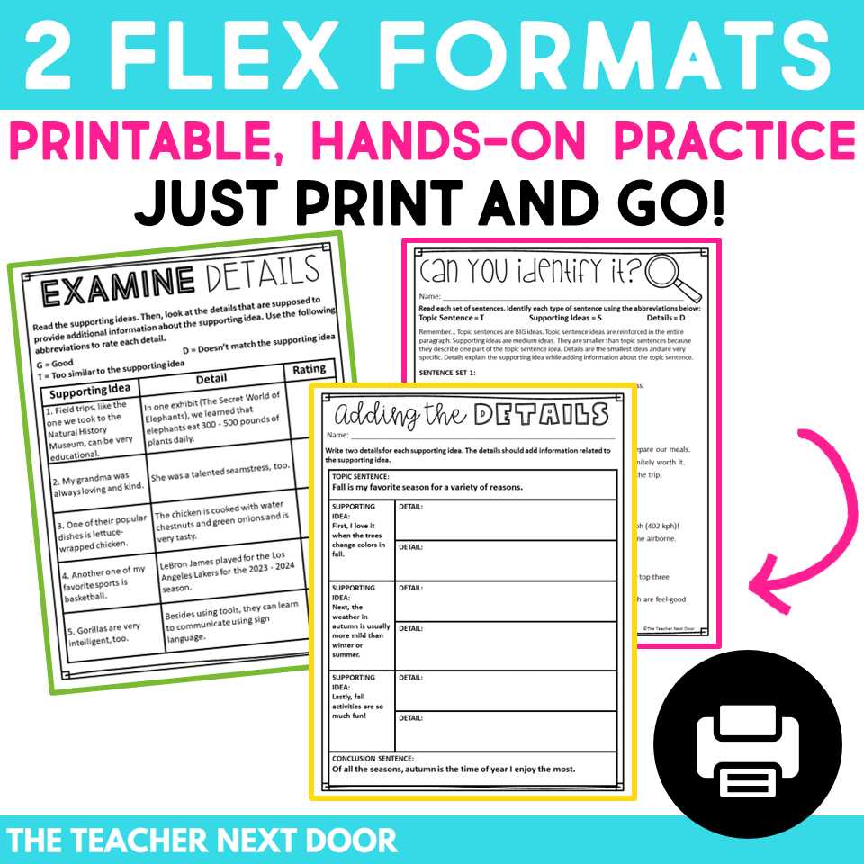 adding details to paragraphs worksheets