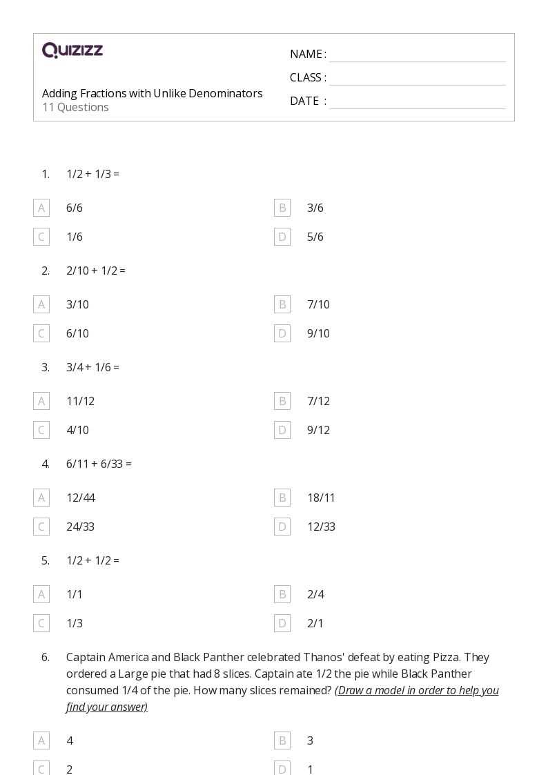 adding fraction with different denominator worksheet adding fraction with different denominator worksheet