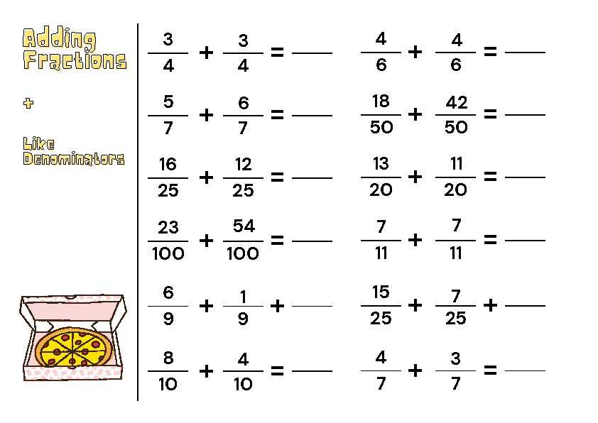 adding fractions with like and unlike denominators worksheets
