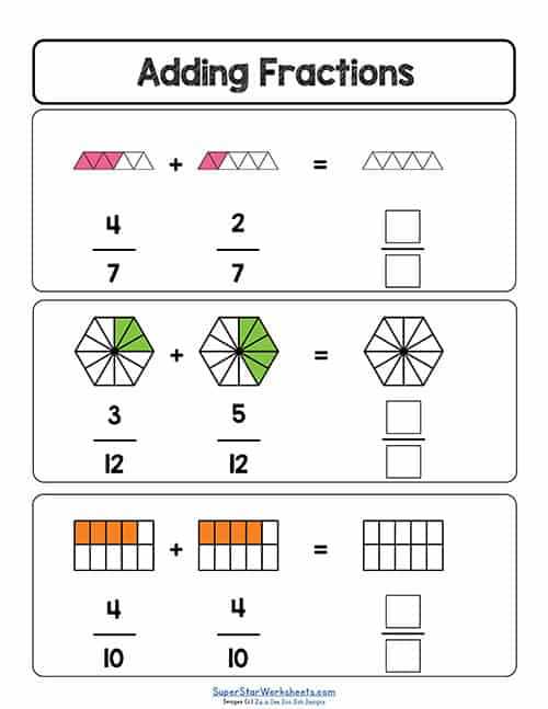 adding fractions worksheet