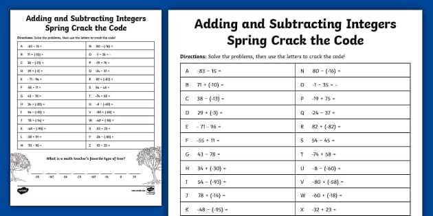 adding integers worksheet