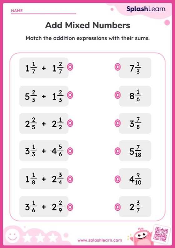 adding mixed number worksheets