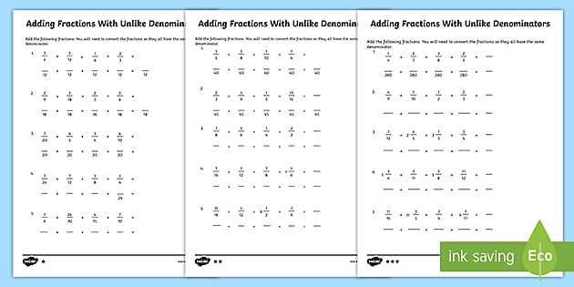 adding mixed numbers with unlike denominators worksheet