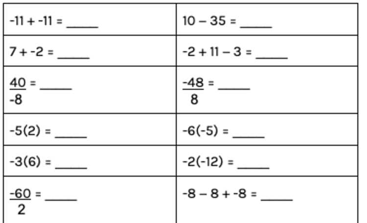 adding subtracting multiplying and dividing integers worksheet