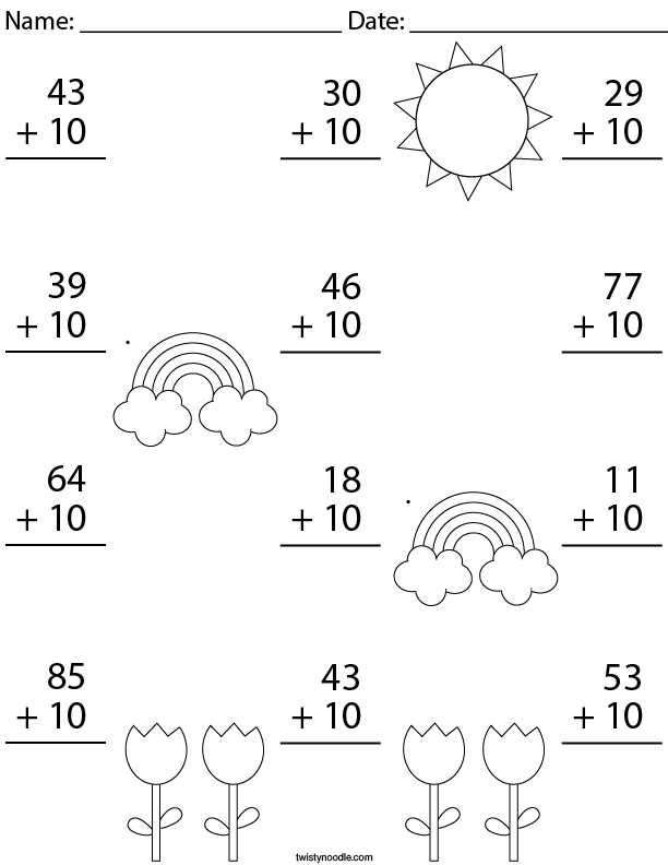 adding with 10 worksheet