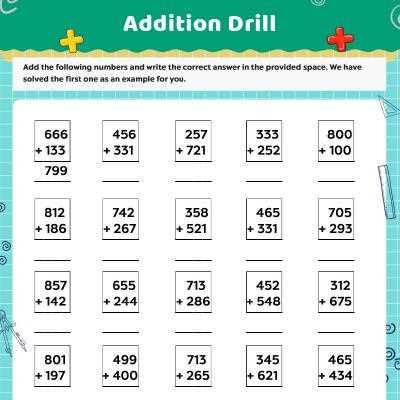 addition 3 digits without regrouping worksheets