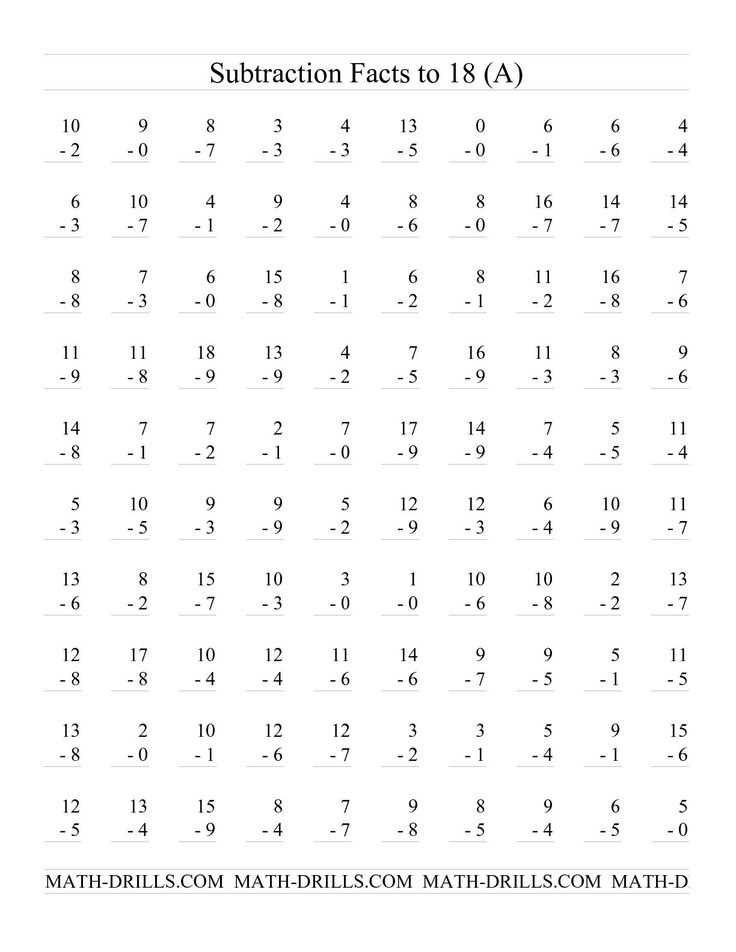 addition and subtraction to 18 worksheets