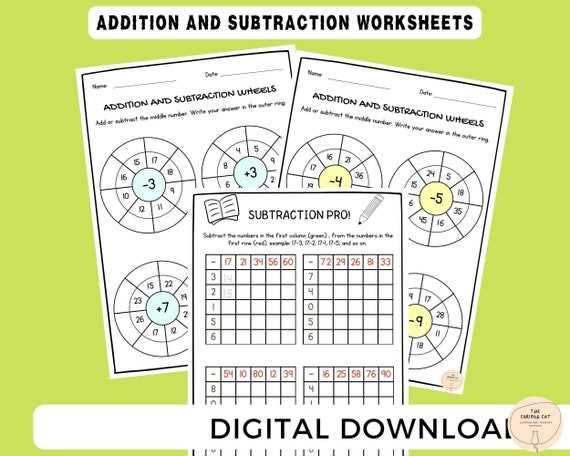 addition and subtraction wheel worksheet