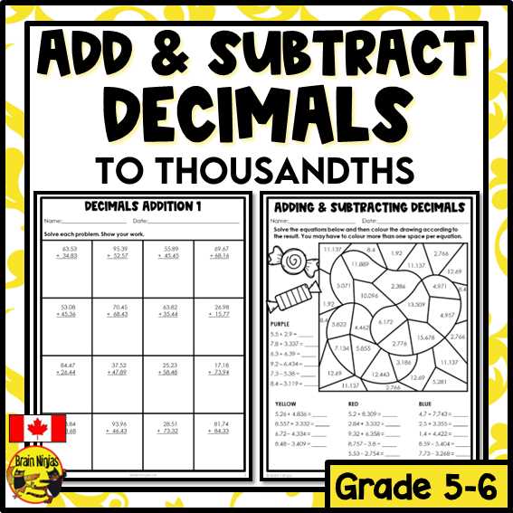 addition and subtraction worksheets for grade 5