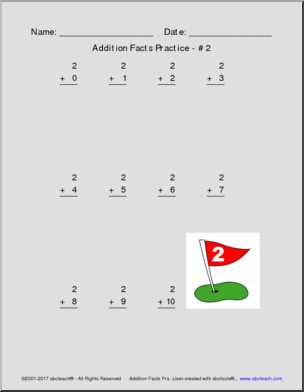 addition math facts practice worksheets