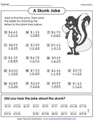 addition money worksheets addition money worksheets