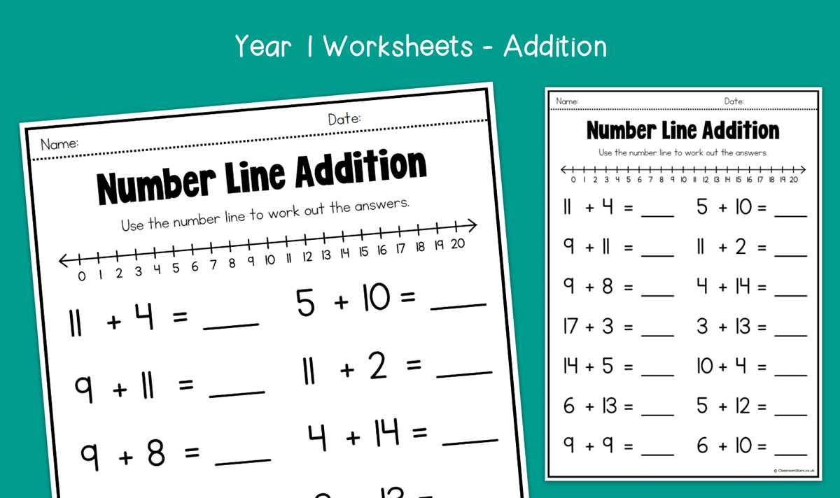 addition number line worksheet