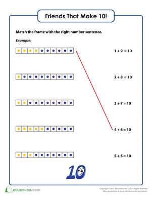 addition number sentence worksheet