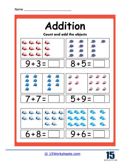addition of objects worksheets