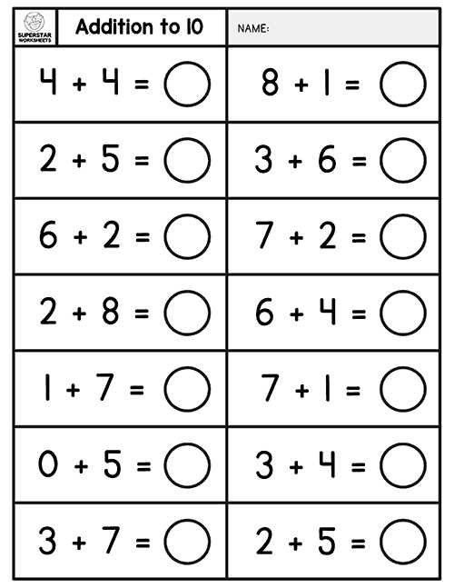 addition practice worksheet