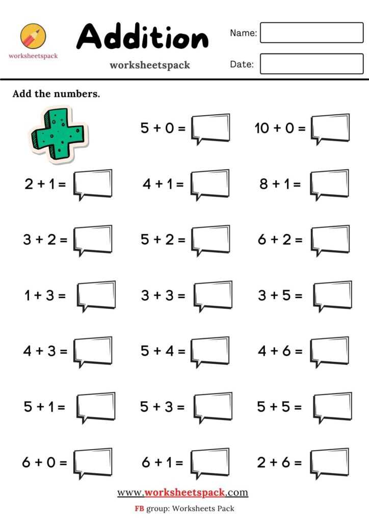 addition to 10 worksheets free