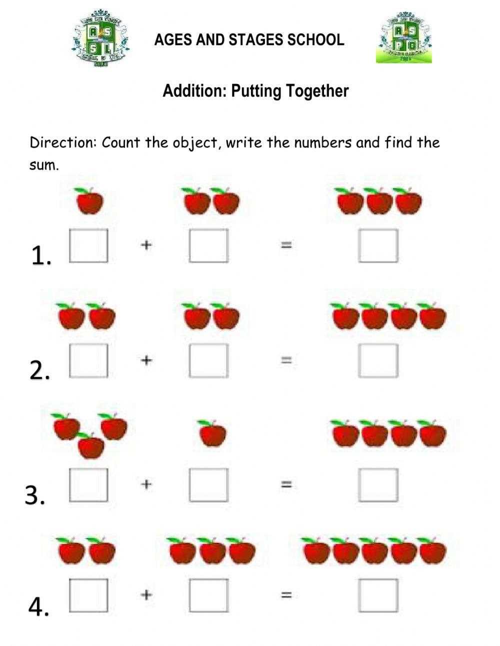 addition to 10 worksheets