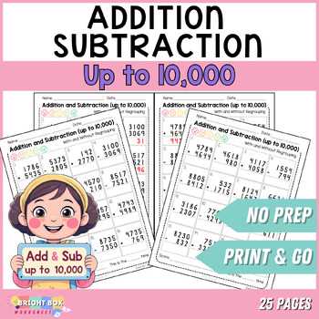 addition up to 10000 worksheet