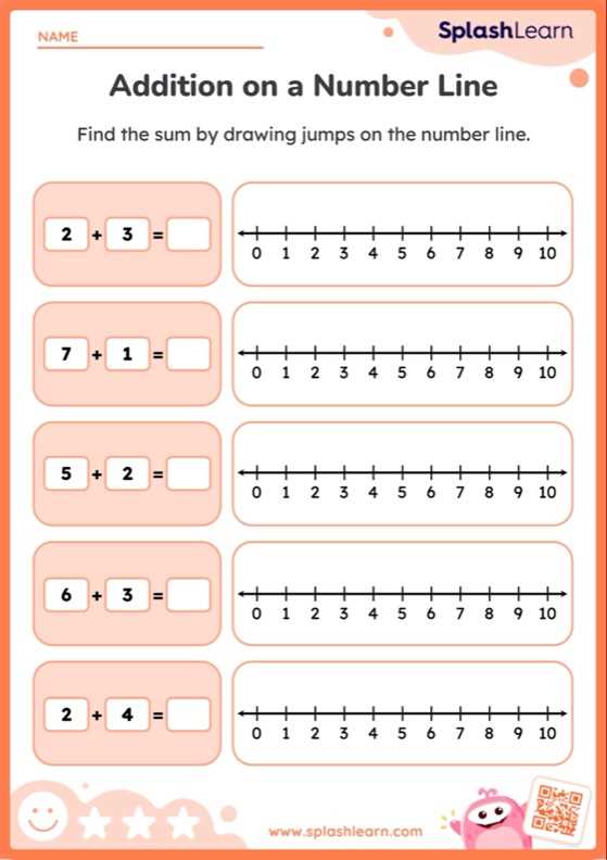 addition using number line worksheets