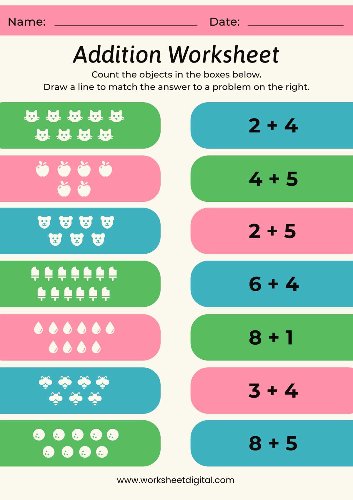 addition with pictures worksheet