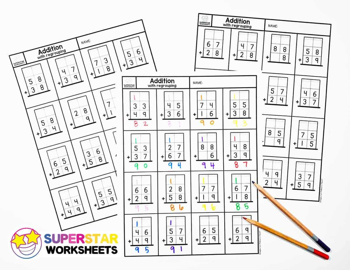 addition with renaming worksheet