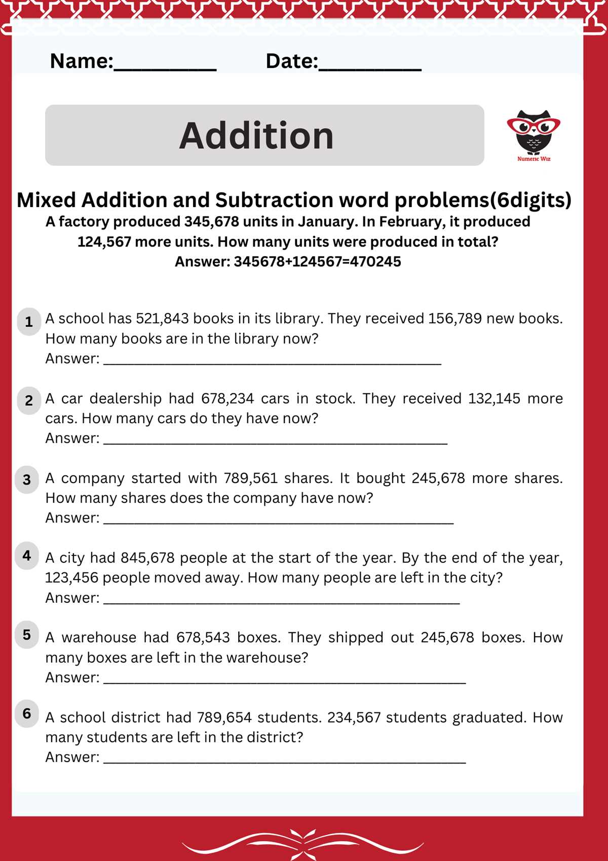 addition word problems worksheet for class 4
