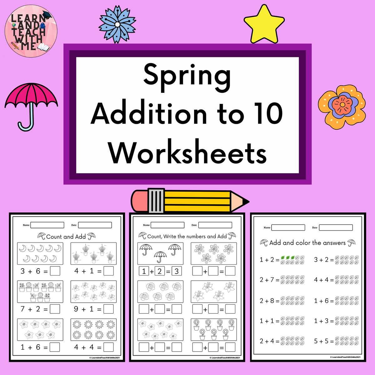 addition worksheets for kindergarten 1 10 with pictures