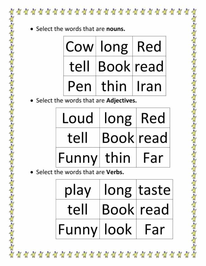 adjective noun worksheet