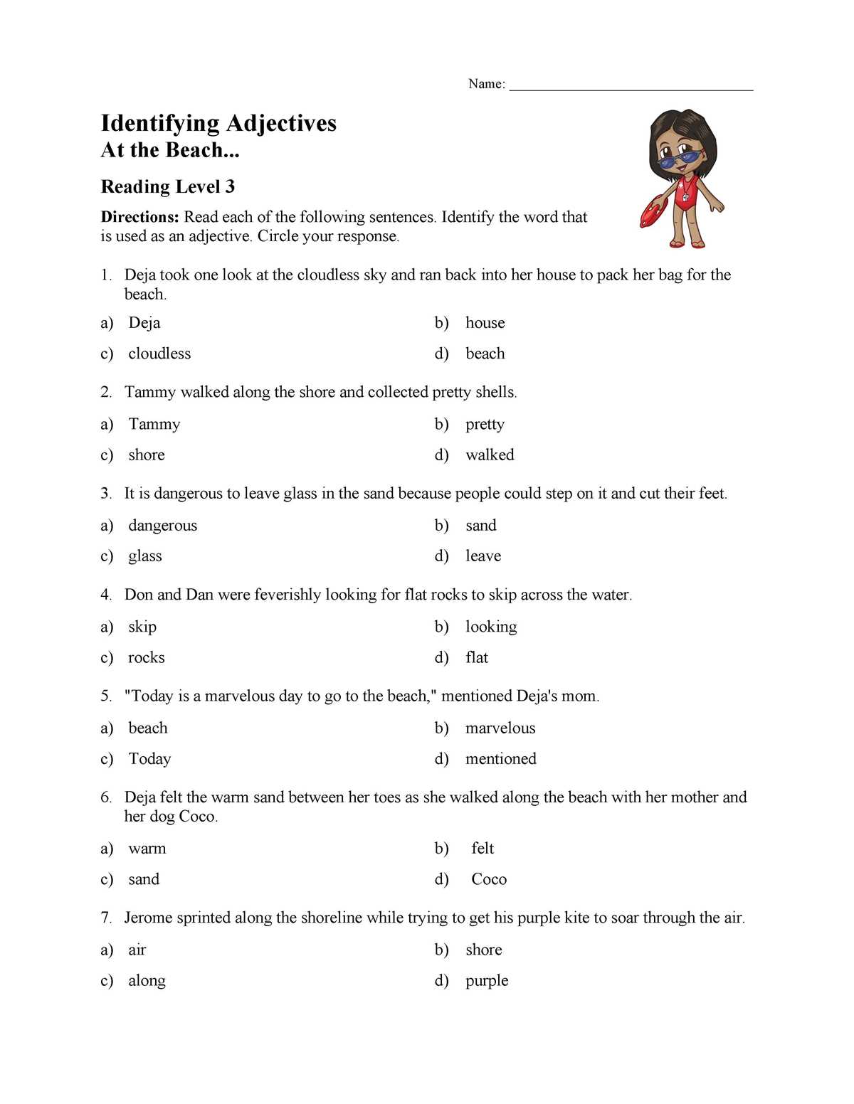 adjectives worksheets for grade 3