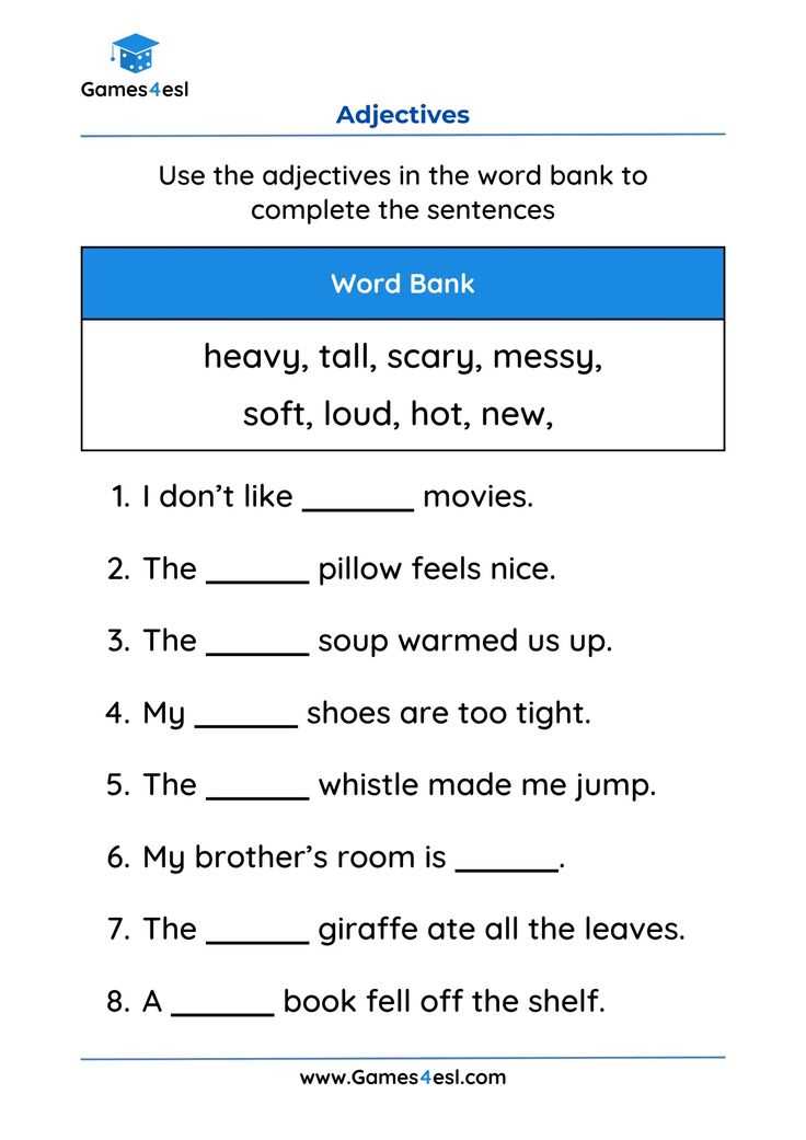 adjectives worksheets grade 4