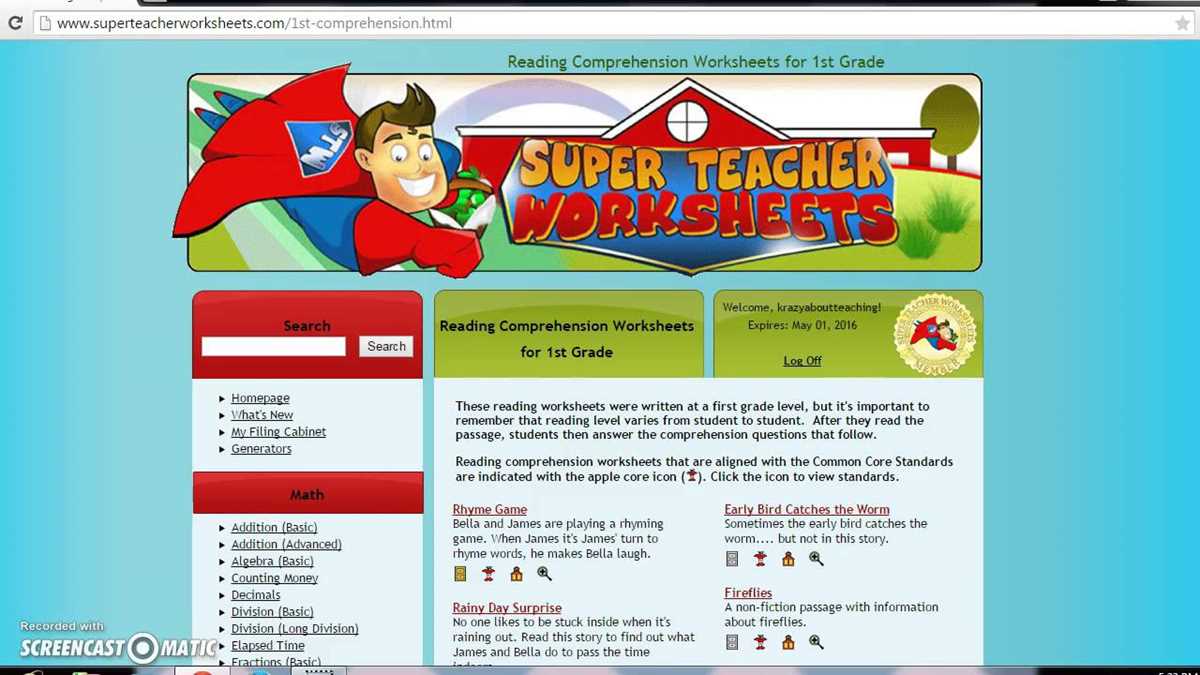 super teacher worksheets com
