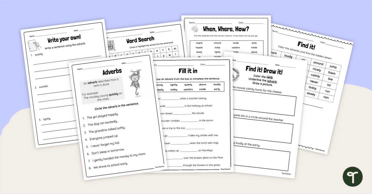 adverb worksheets for grade 2
