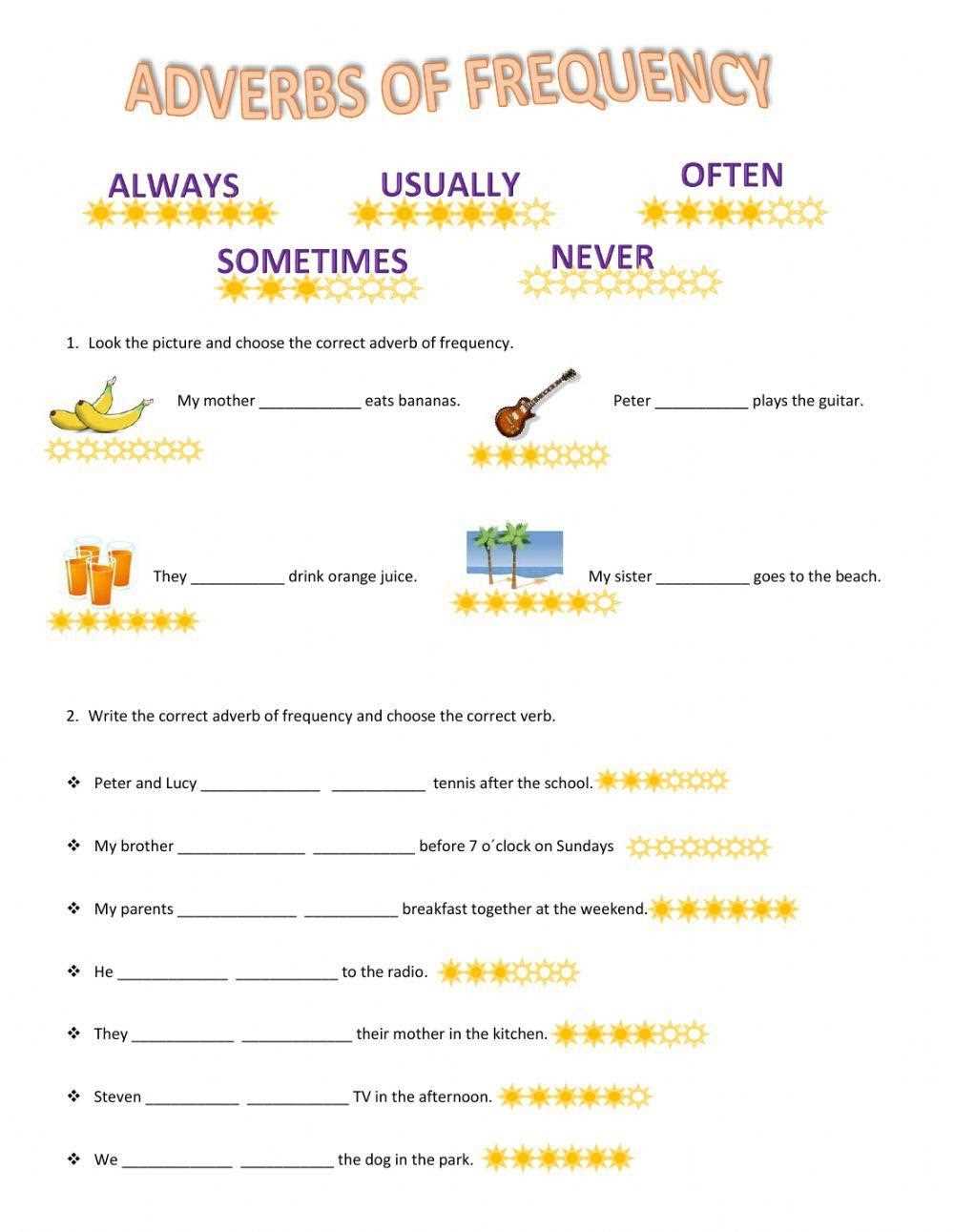 adverbs of definite frequency worksheet