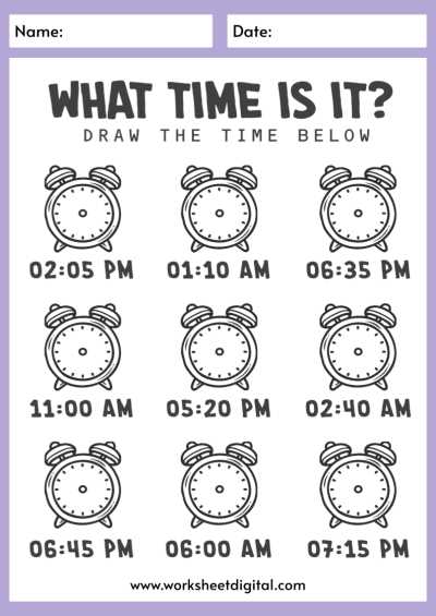 clock images worksheet