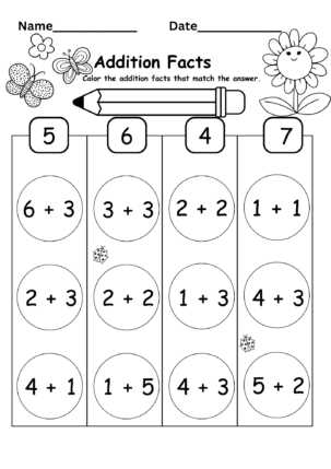 addition facts to 10 worksheet