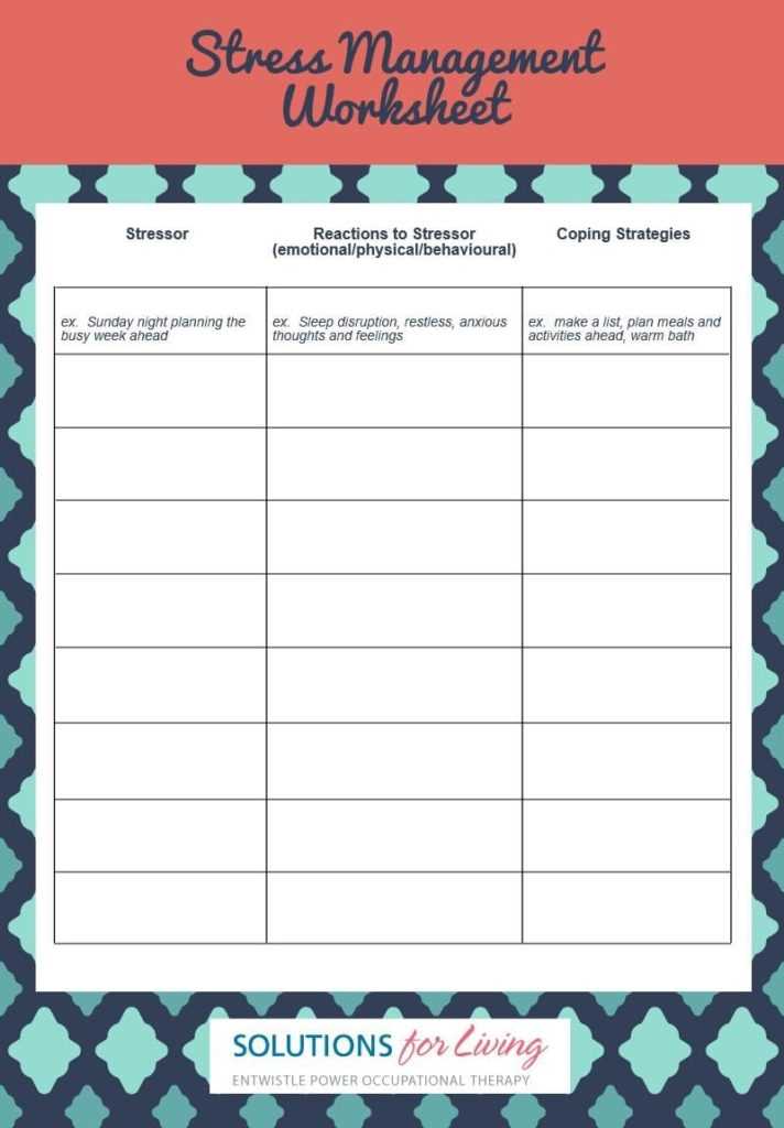 dealing with stress worksheets