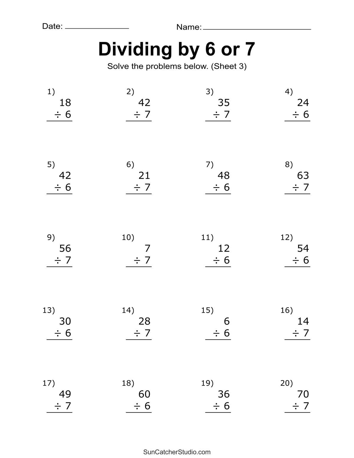 divison worksheet