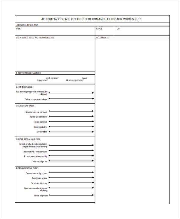 air force form 931 performance feedback worksheet