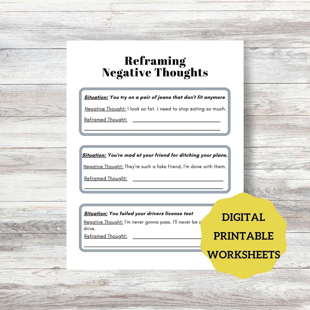 challenging unhelpful thoughts worksheet