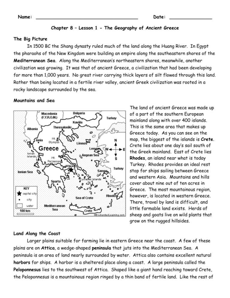 ancient greek geography worksheet