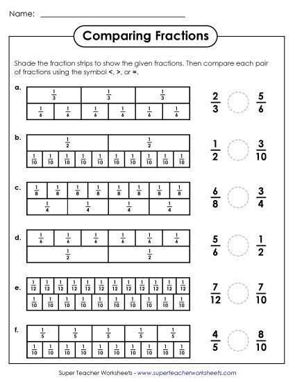 comparing fractions cross multiply worksheet