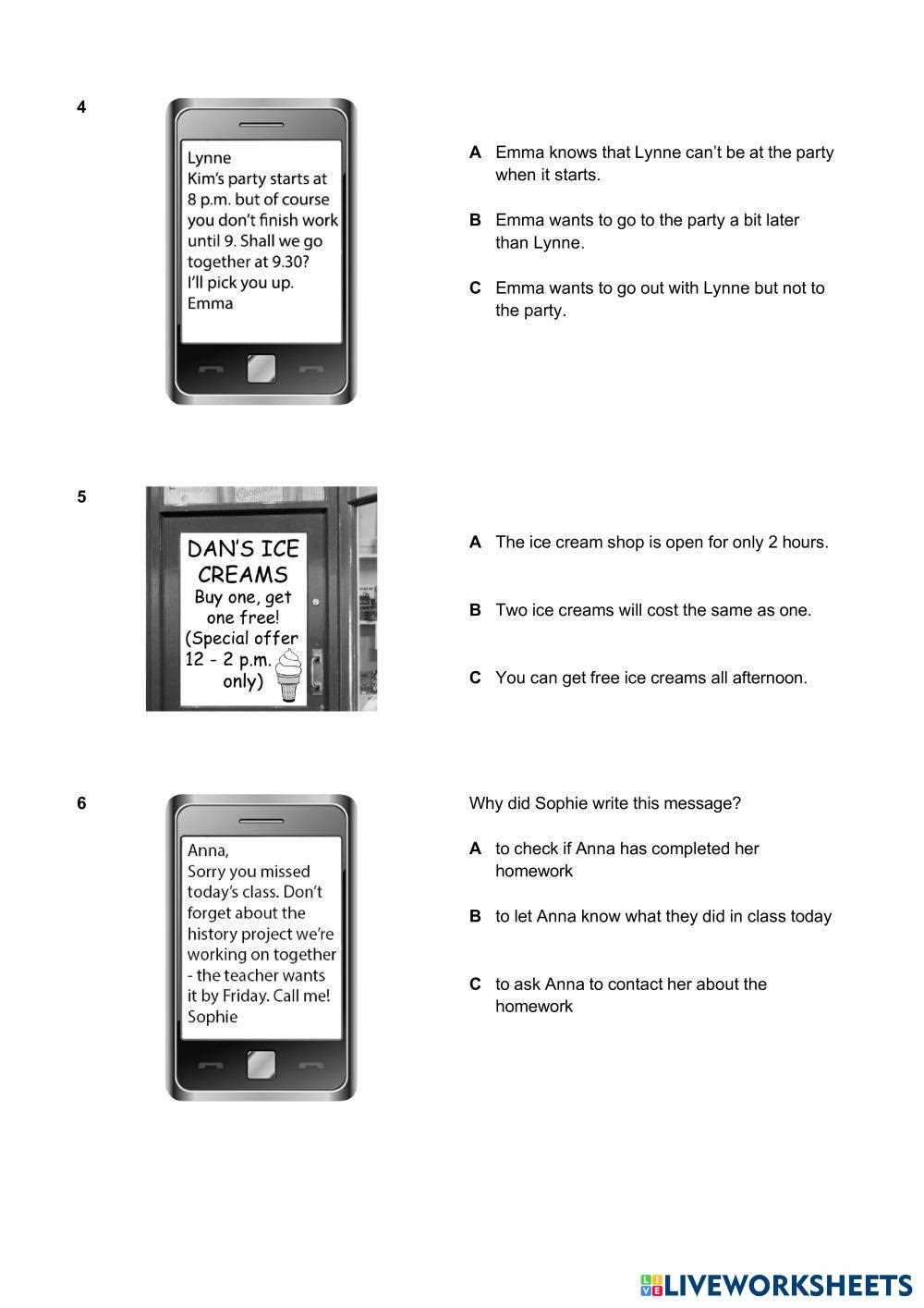 ereader worksheets